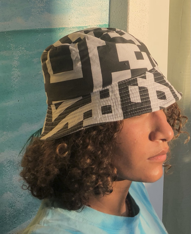 Cool Hat Raves, Unique White Pattern Geometric QR QR Hat, Code Cotton with for Trendy Music Bold Code Monochrome Cap Unisex Graphic and Bucket for Sun 2024 Design Black Fisherman Abstract Gamer